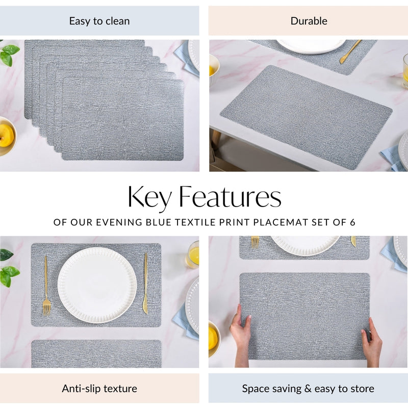 Evening Blue Dinner Placemat Set Of 6
