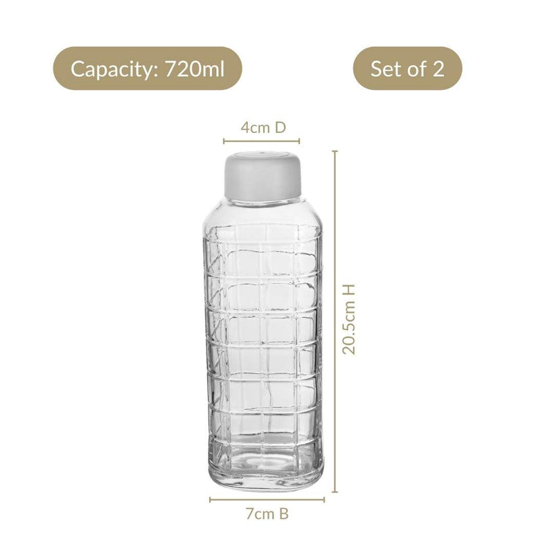 Everyday Transparent Glass Bottle Set Of 2 720ml