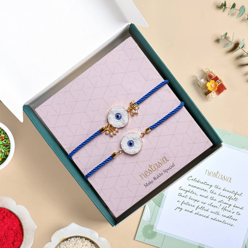 Evil Eye Adjustable Rakhi Bracelet Set