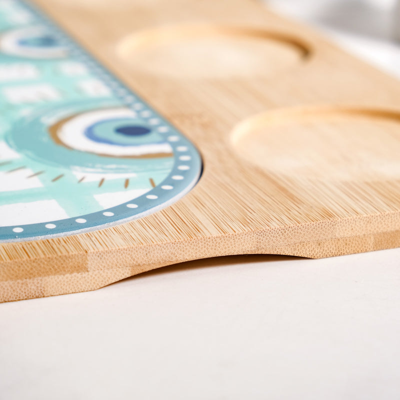 Evil Eye Serving Platter With Ceramic Bowls Set Of 4