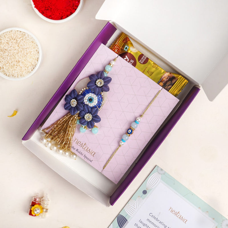 Evil Eye Rakhi Lumba Set For Bhai and Bhabhi