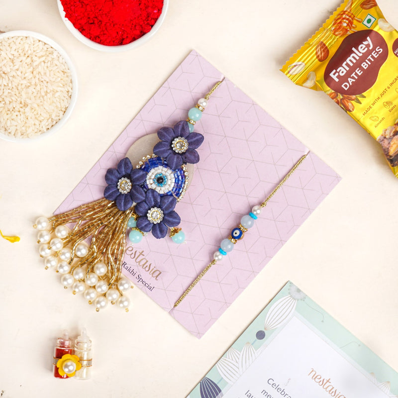 Evil Eye Rakhi Lumba Set For Bhai and Bhabhi