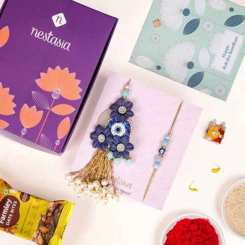 Evil Eye Rakhi Lumba Set For Bhai and Bhabhi