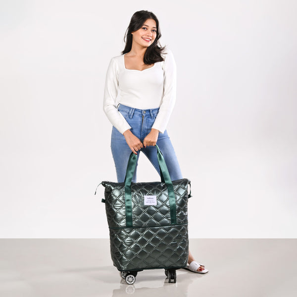 Expandable Movo Travel Bag With Removable Wheels Metallic Green