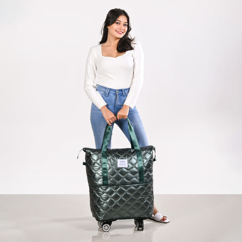 Expandable Movo Travel Bag With Removable Wheels Metallic Green