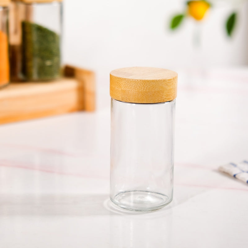 Extendable Wooden Kitchen Organiser Rack With Airtight Spice Jars Set Of 21
