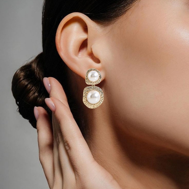 Faded Gold Pearl Danglers