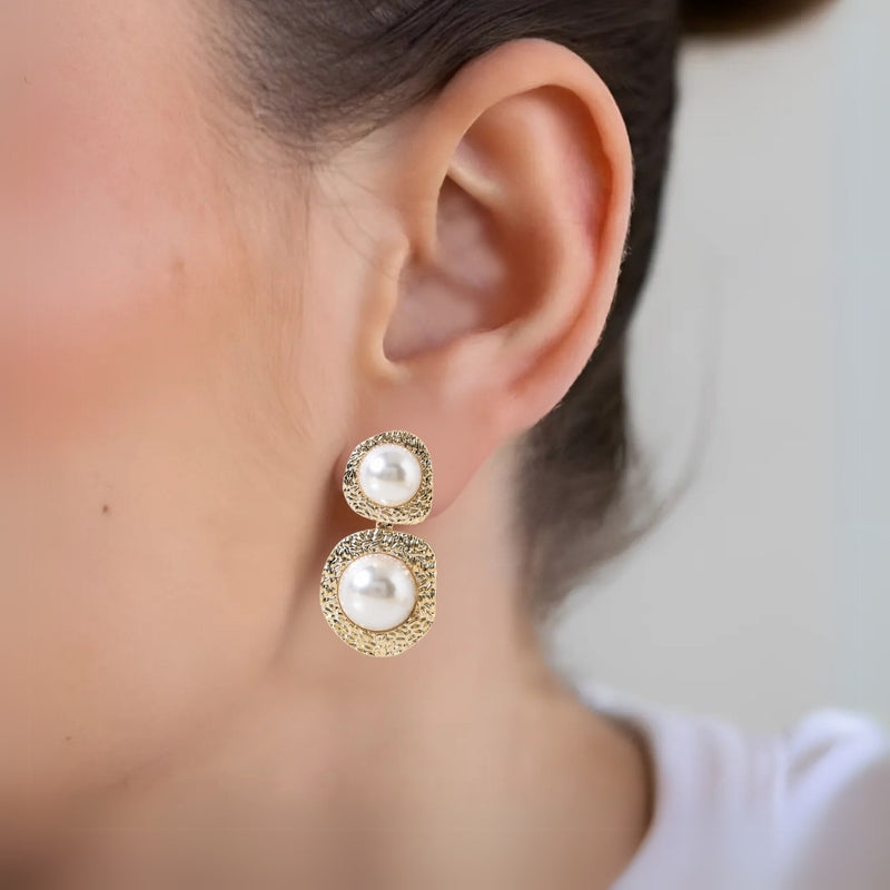 Faded Gold Pearl Danglers