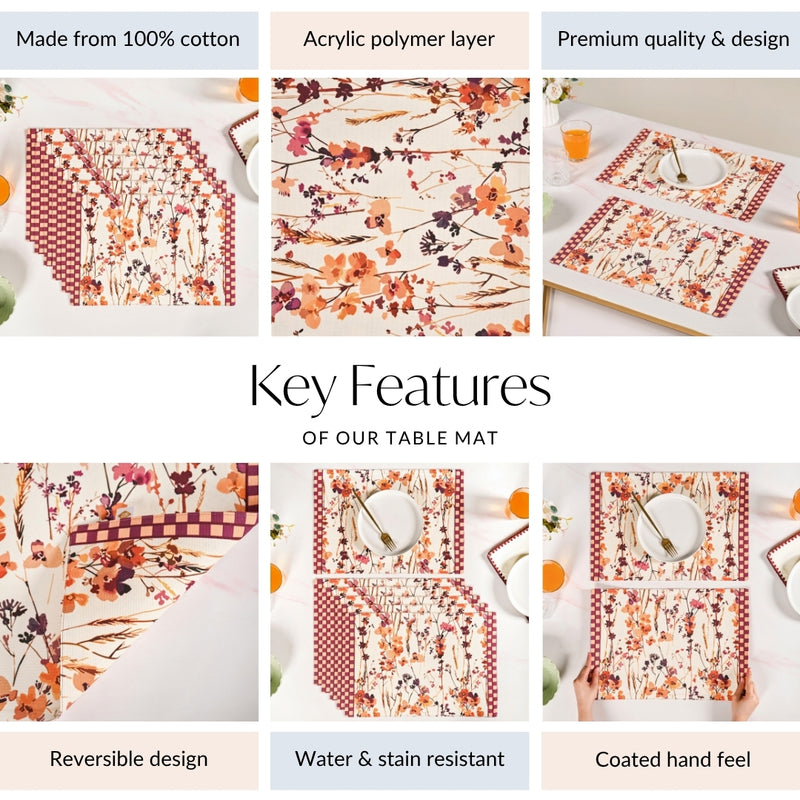 Checkered Border Placemat Set Of 6