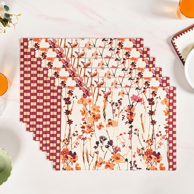 Checkered Border Placemat Set Of 6