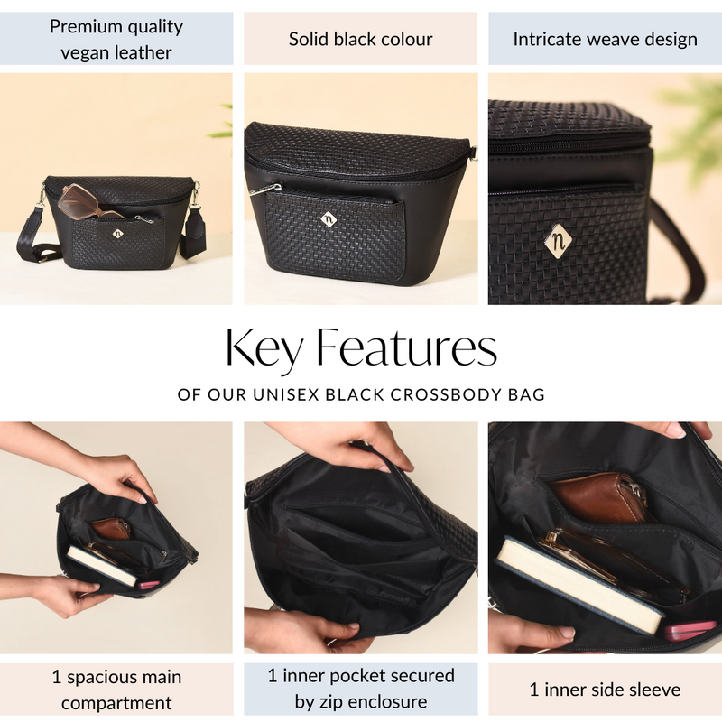 Unisex Black Crossbody Bag