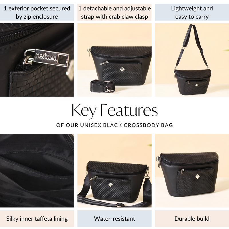 Unisex Black Crossbody Bag
