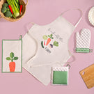 Farm Fresh Apron Mitten Pot Holder Hand Towel Set Of 4