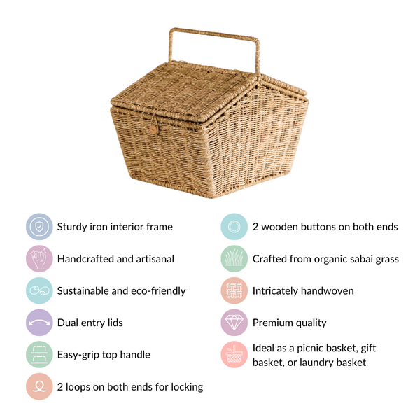 Farmhouse Eco Friendly Picnic Basket