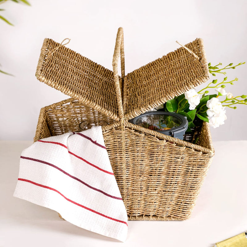 Farmhouse Eco Friendly Picnic Basket- Farmhouse Picnic Basket, Eco-Friendly Basket, Decorative Picnic Basket, Sustainable Basket, Eco Picnic Basket