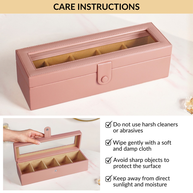 Faux Leather Watch Organiser Box Pink