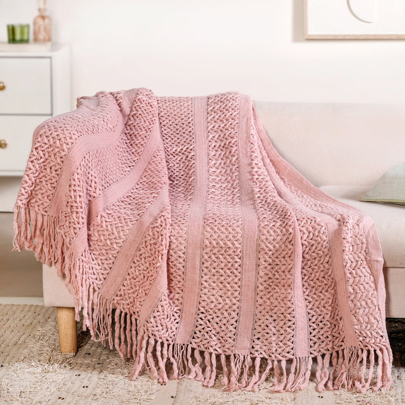 Feather Soft Throw Blanket Blush Pink