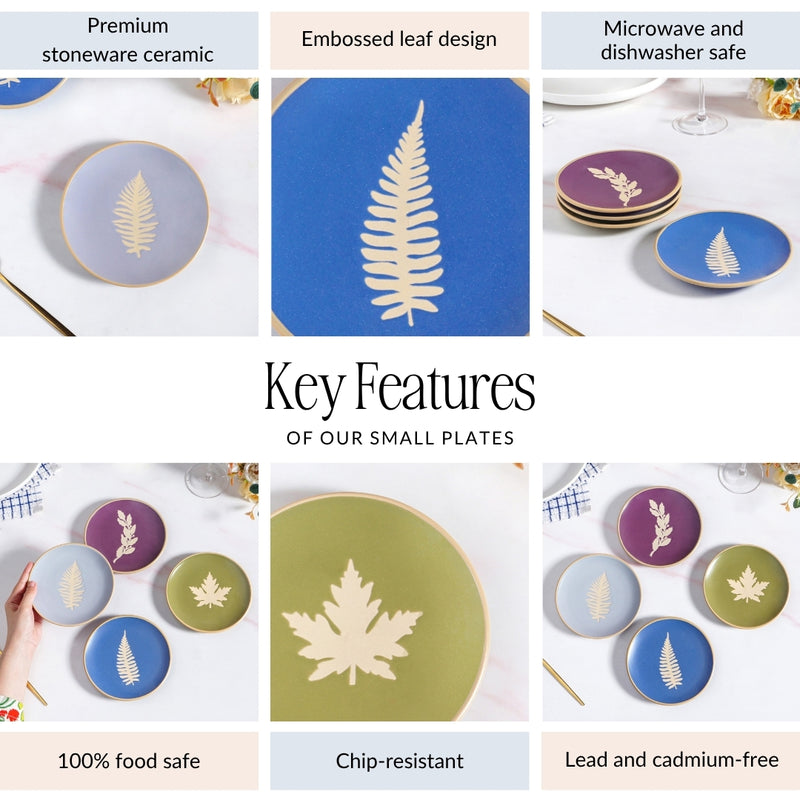 Fern Ceramic Dessert Plate Set Of 4