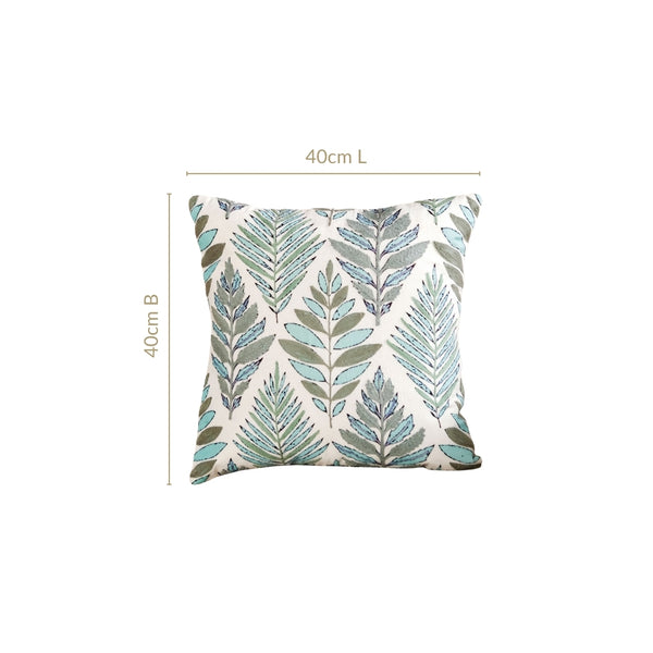 Fern Embroidered Cotton Cushion Cover 50x50cm