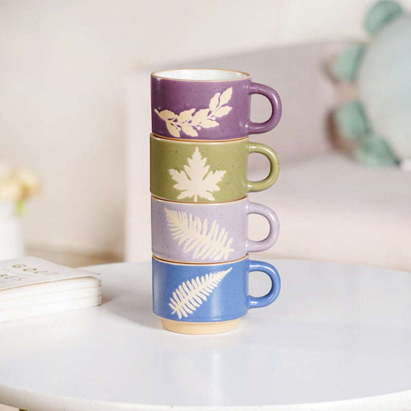 Fern Stackable Ceramic Cup Set Of 4 145ml