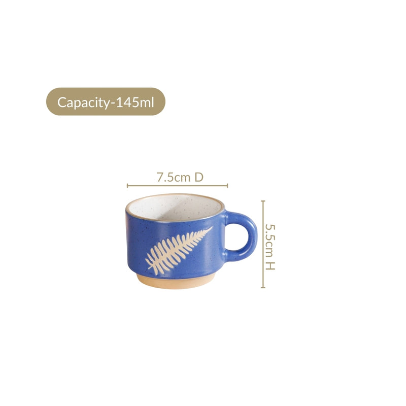 Fern Stackable Ceramic Cup Set Of 4 145ml