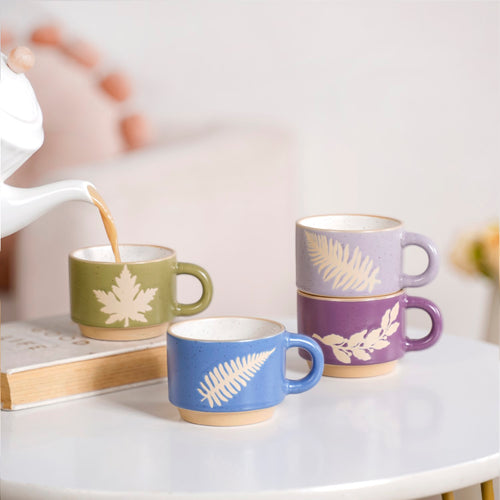 Fern Stackable Ceramic Cup Set Of 4 145ml
