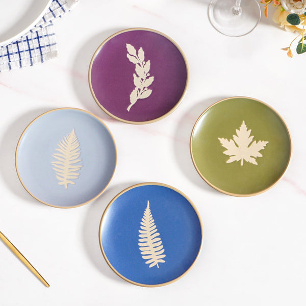 Fern Ceramic Dessert Plate Set Of 4 15cm