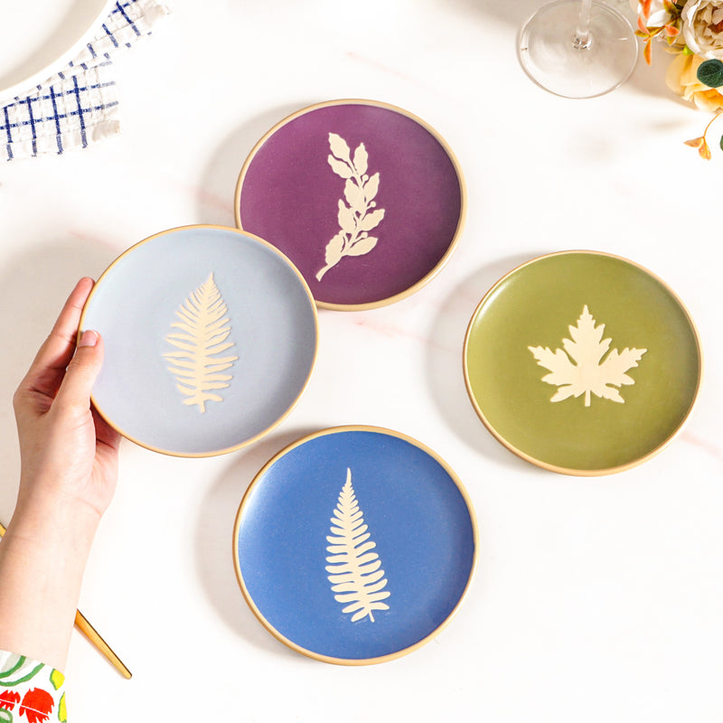 Fern Ceramic Dessert Plate Set Of 4 15cm
