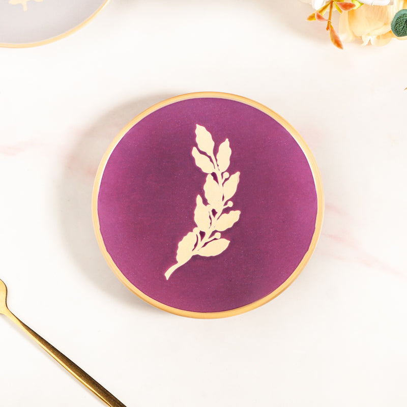 Fern Ceramic Dessert Plate Set Of 4 15cm