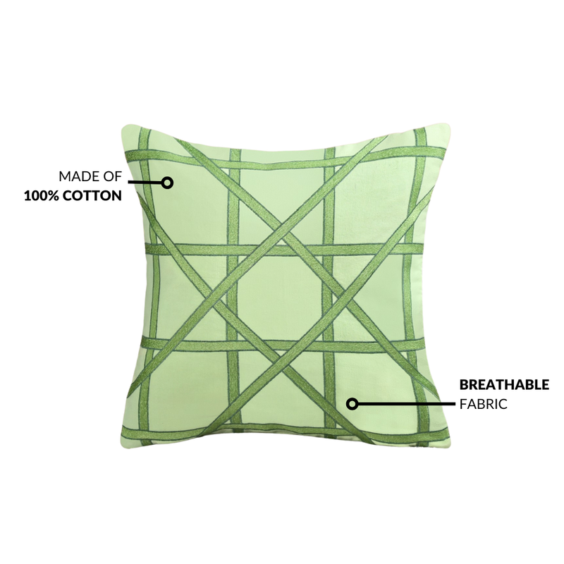 Fernline Pure Cotton Embroidered Cushion Cover 40x40cm