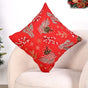 Festive Pine Leaves Bright Red Couch Cushion Cover 40x40cm