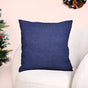 Festive Charm Dark Blue Embroidered Cushion Cover