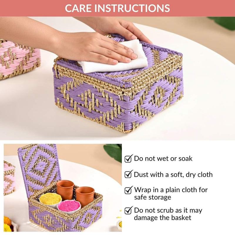 Festive Handcrafted Hamper Basket Gold And Purple