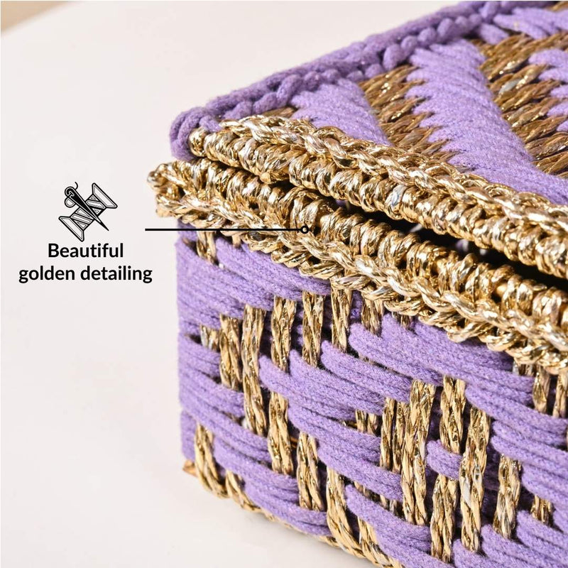 Festive Handcrafted Hamper Basket Gold And Purple