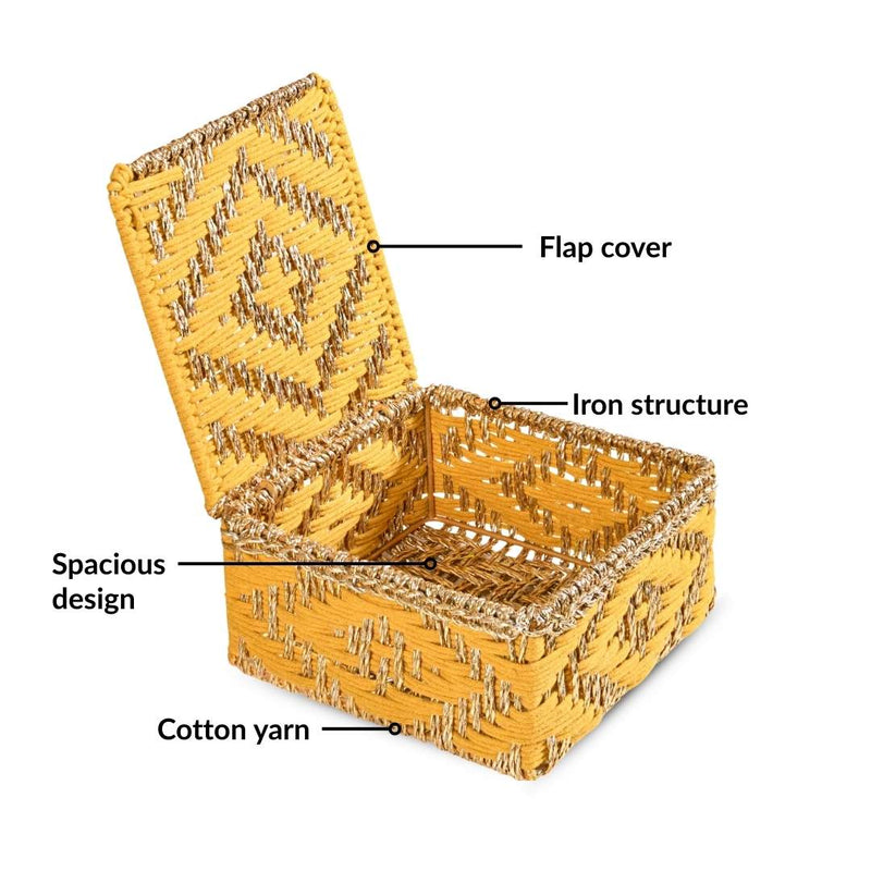 Festive Handwoven Basket Gold And Yellow