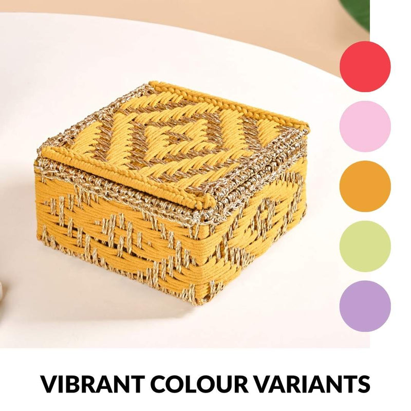 Festive Handwoven Basket Gold And Yellow