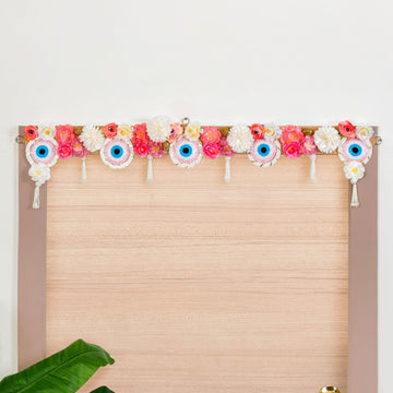 Festive Evil Eye Floral Toran With Tassels