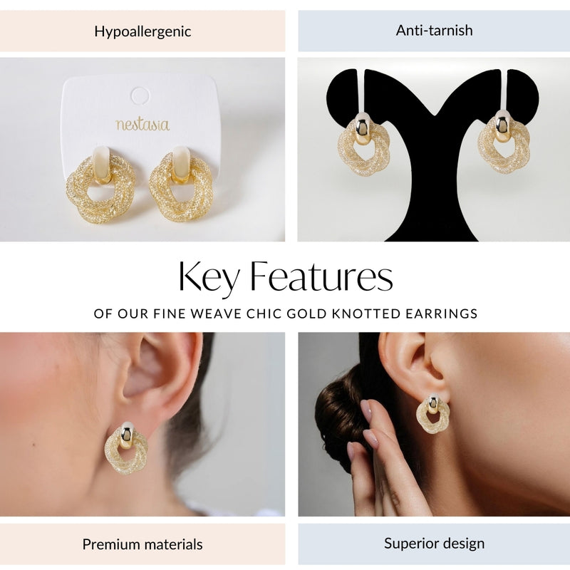 Fine Weave Chic Gold Knotted Earrings