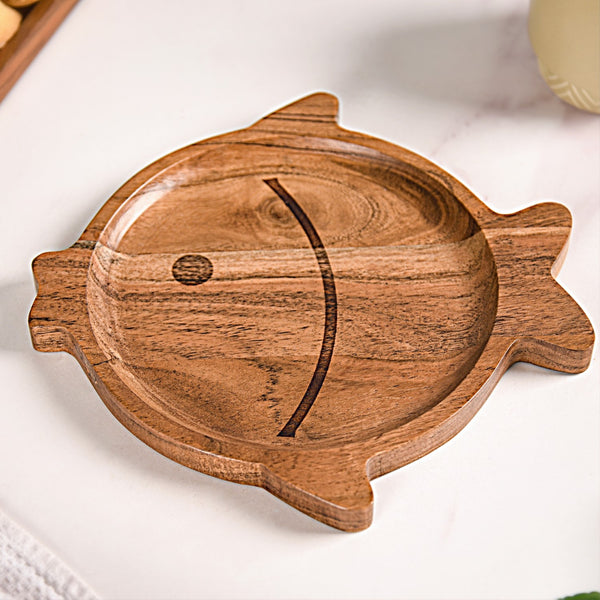 Wooden Fish Serving Platter 9 Inch