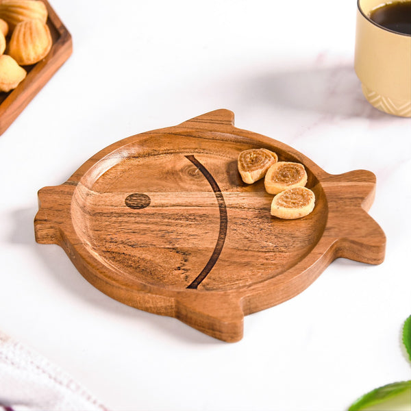 Wooden Fish Serving Platter 9 Inch