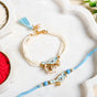 Blue Bird Charm Rakhi And Lumba Bracelet Set