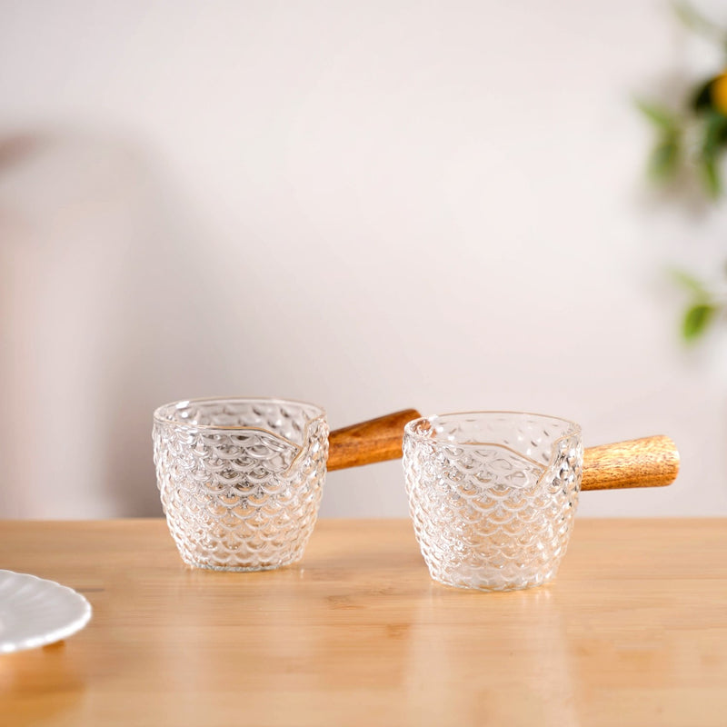 Glass Syrup Bowl With Handle 120ml Set Of 2