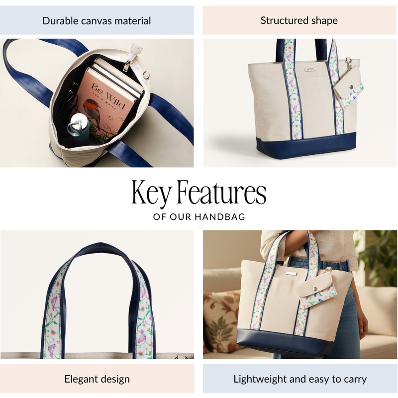Flolane Canvas Handbag With Coin Pouch Blue