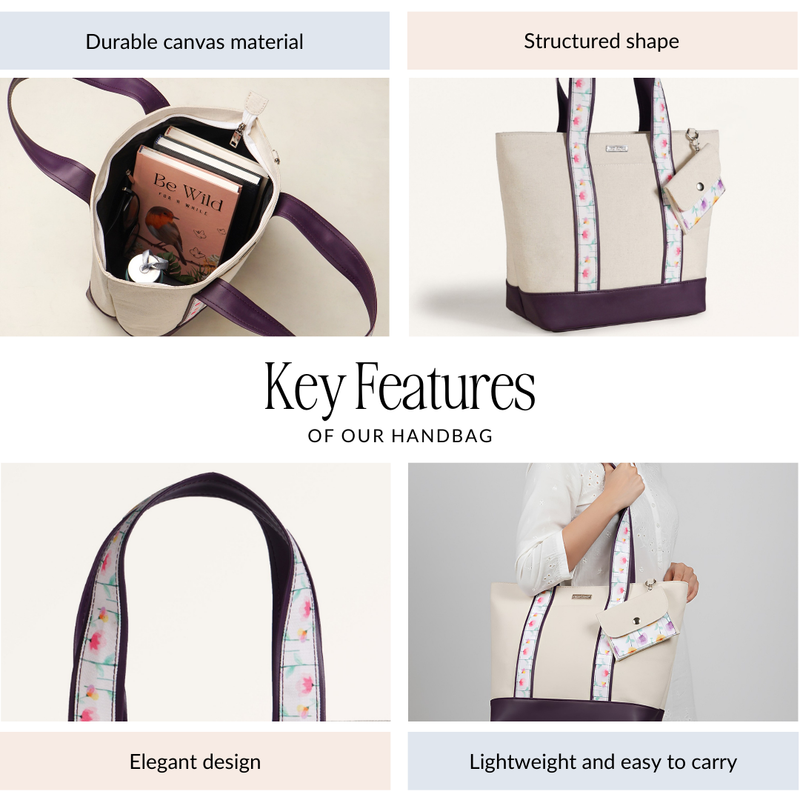 Flolane Canvas Handbag With Coin Pouch Purple