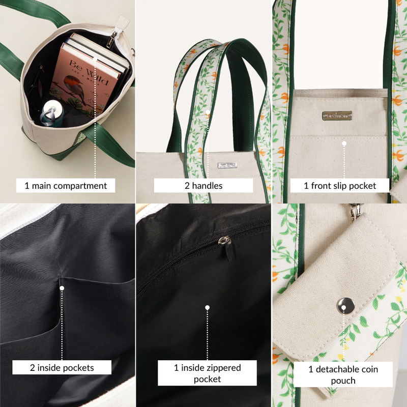 Flolane Canvas Handbag With Coin Pouch Green