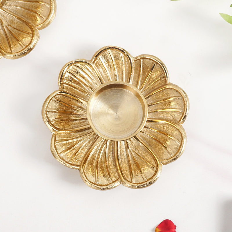 Flora Flame Aluminium Tealight Holder Set Of 2