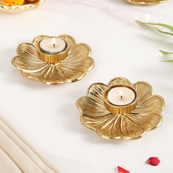Flora Flame Aluminium Tealight Holder Set Of 2