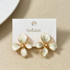 Flora Twist Stud Earrings White