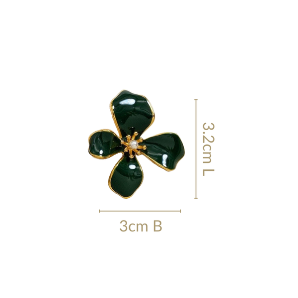 Flora Twist Stud Earrings Green