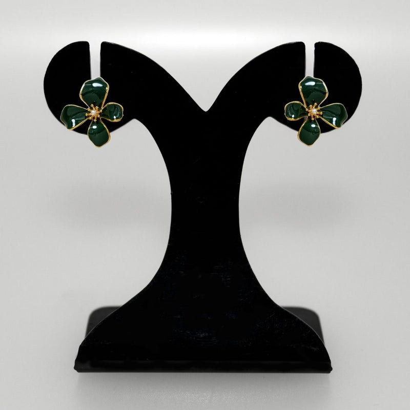 Flora Twist Stud Earrings Green